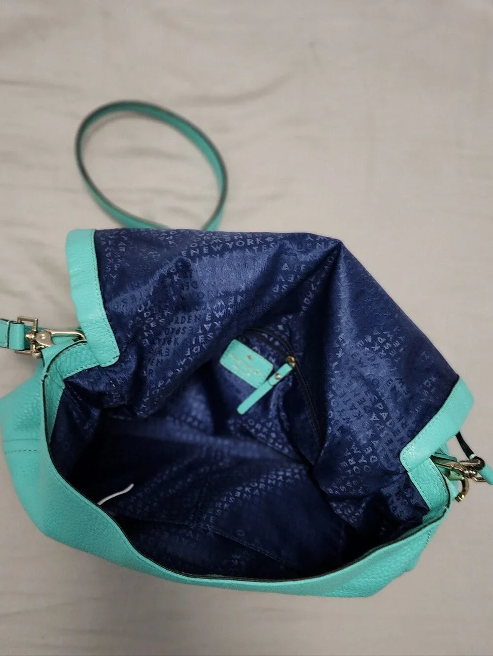 Kate Spade Turquoise Leather Fold-Over Crossbody Bag